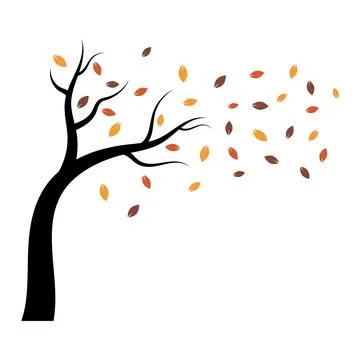 Autumn Tree with Falling Leaves Vector Illustration Stock Illustration