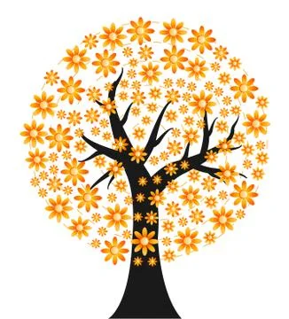 Autumn tree flower Stock Illustration