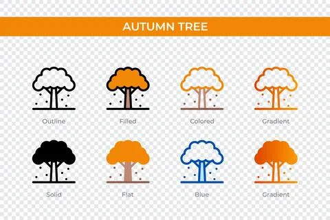 Autumn tree icon in different style. autumn tree vector icons designed in o.. Stock Illustration