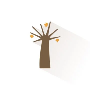 Autumn tree icon with shadow. Flat vector illustration Illustrazione stock