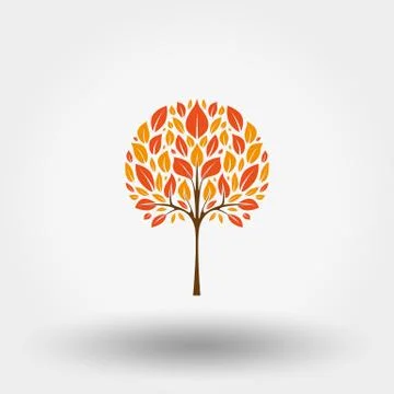 Autumn tree. Icon. Vector. Flat. Stock Illustration
