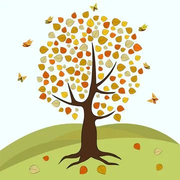 Autumn Tree. Stock Illustration