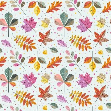 Autumn Tree Leaves and Fall Foliage Pattern Stock Illustration
