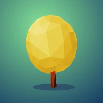 Autumn tree low poly style. Vector design element. Stock Illustration