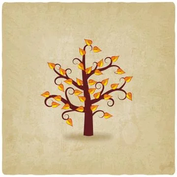 Autumn tree old background Illustrazione stock