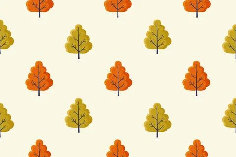 Autumn tree. Seamless pattern. Vector flat illustration Stock Illustration