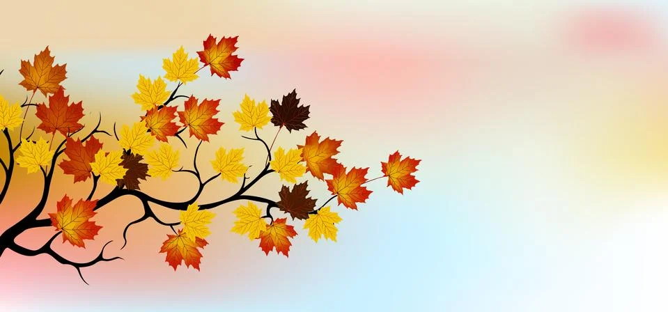 Autumn tree with sky background Stock Illustration