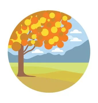 Autumn Tree Vector Icon Stock Illustration