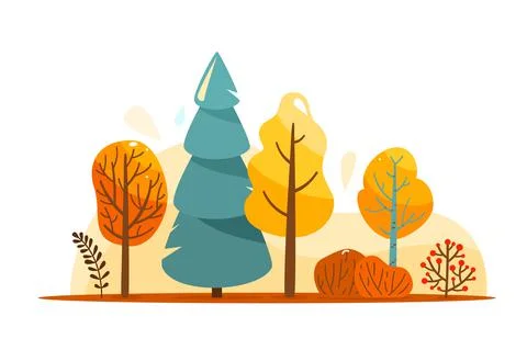 Autumn tree vector illustration. Abstract bright autumnal landscape isolated on Stock Illustration