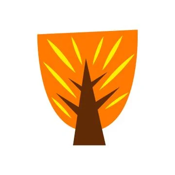 Autumn tree vector illustration. Isolated on white. Cartoon flat style. Stock Illustration