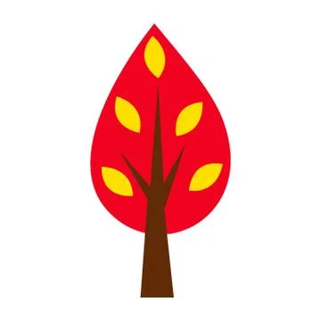Autumn tree vector illustration. Isolated on white. Cartoon flat style. Stock Illustration