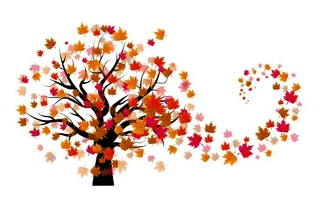 Autumn tree on a white background Stock Illustration