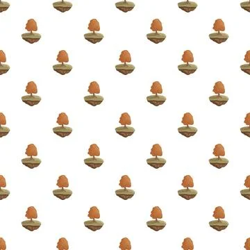 Autumn trees on floating island pattern background 스톡 일러스트
