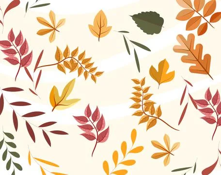 Autumn trees pattern, Leaf fall seamless background Stock Illustration
