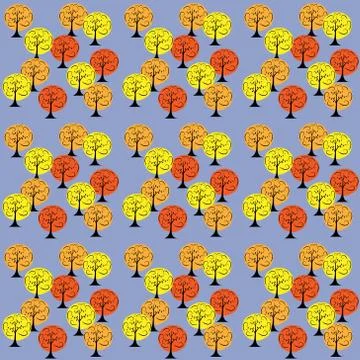 Autumn Trees Seamless Pattern. Background. Vector Stock Illustration