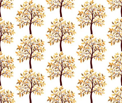 Autumn trees seamless pattern background Stock Illustration