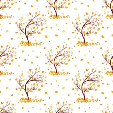 Autumn trees seamless pattern background Stock Illustration