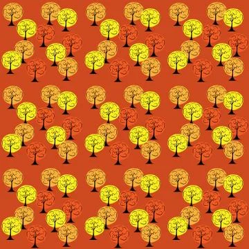 Autumn Trees Seamless Pattern Stock Illustration