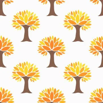 Autumn trees seamless pattern. Vector illustration. Illustrazione stock