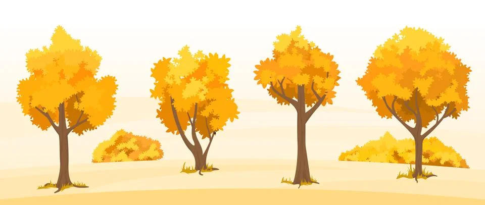 Autumn trees set Stock Illustration