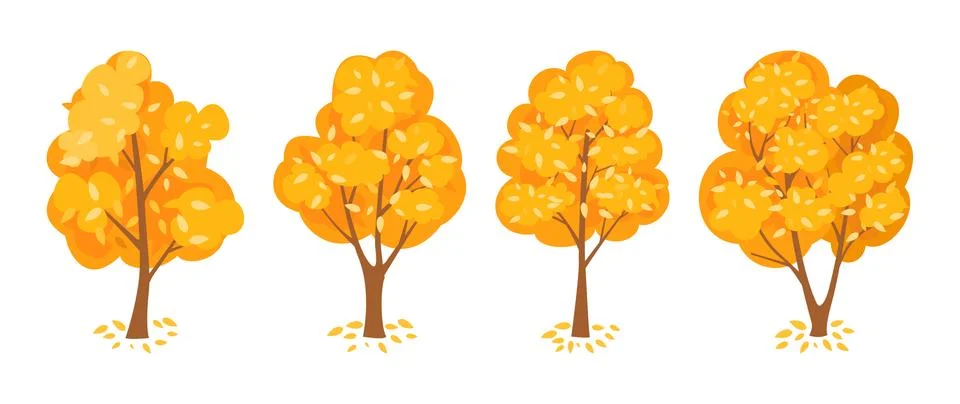 Autumn trees set Stock Illustration