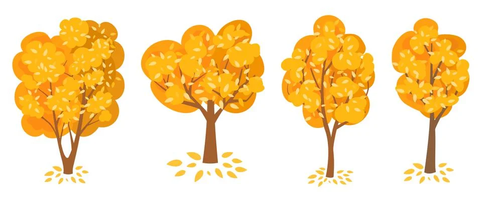 Autumn trees set Illustrazione stock