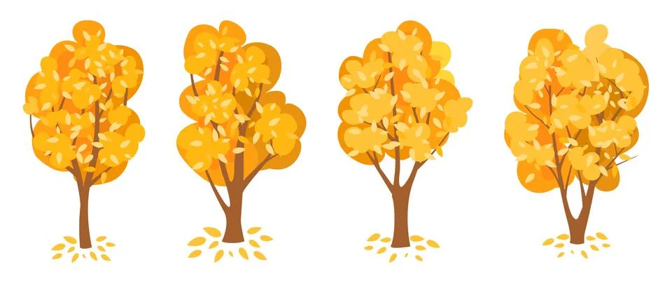 Autumn trees set Stock Illustration