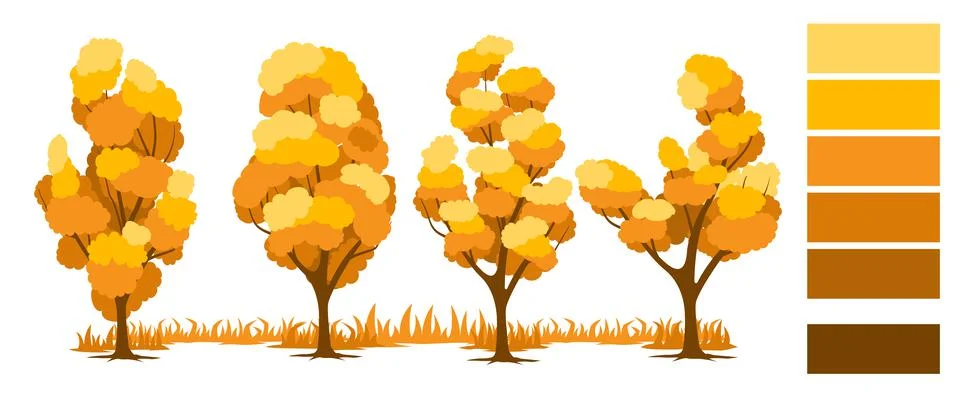 Autumn. Trees set Stock Illustration