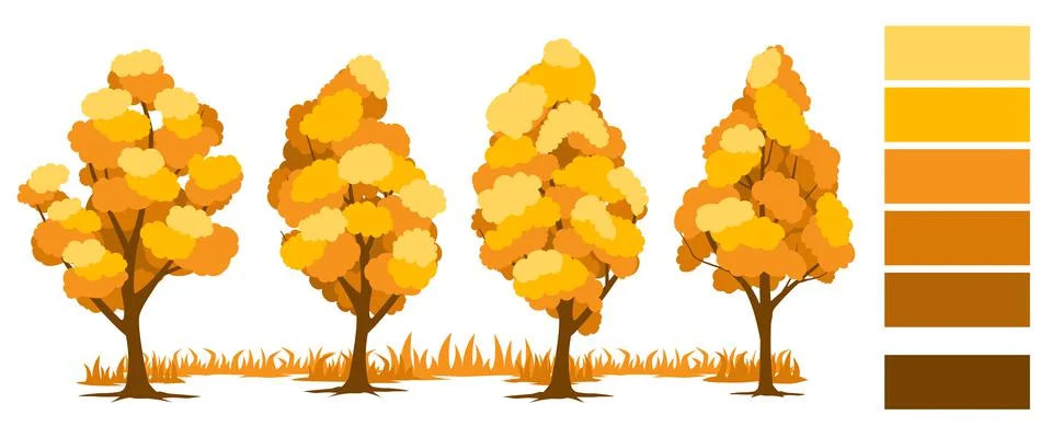 Autumn. Trees set Stock Illustration