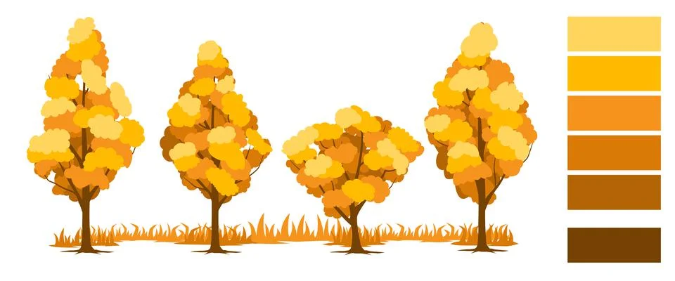 Autumn. Trees set Stock Illustration