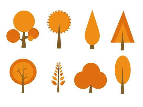 Autumn trees set vector illustration Illustrazione stock