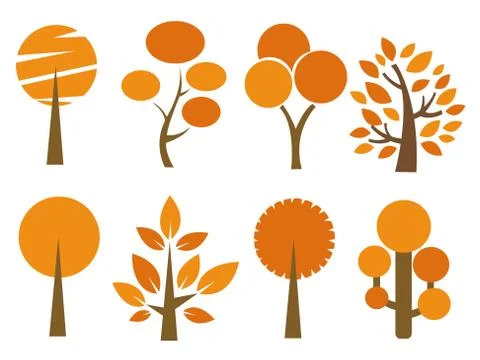 Autumn trees set vector illustration Stock Illustration