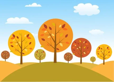 Autumn trees vector illustration Stock Illustration