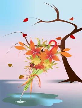 Autumn umbrella, Stock Illustration
