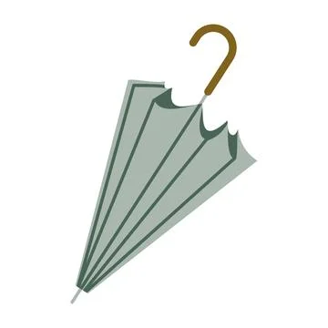 Autumn Umbrella Vector Illustration Flat Geometric Cane Parasol Isolated Illustration