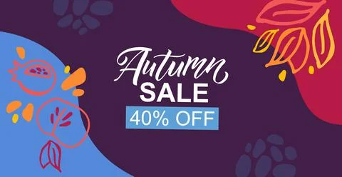 Autumn vector background with lettering typography of autumn sale. Autumn sale Stock Illustration