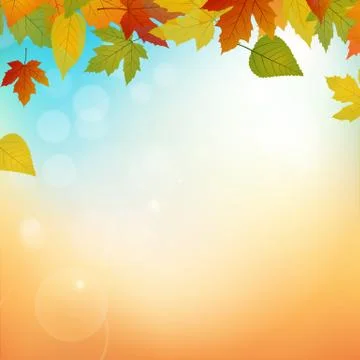 Autumn vector background width leafs and lights Illustrazione stock