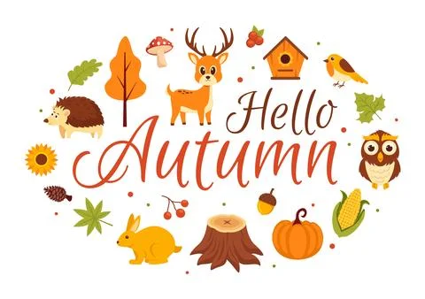 Autumn Vector Illustration Panoramic of Mountains and Maple Trees Fallen wi.. 스톡 일러스트