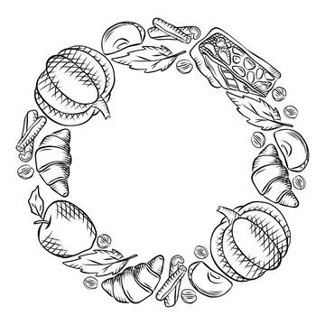 Autumn vector illustrations of decorative frames, borders, and seamless pat.. Stock Illustration