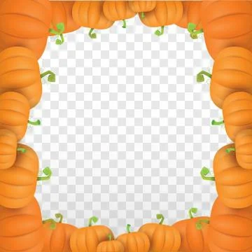 Autumn vector orange pumpkins border design template for banners and Stock Illustration