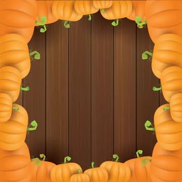 Autumn vector orange pumpkins border design template for banners and Stock Illustration