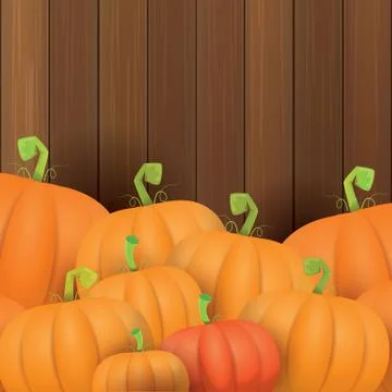Autumn vector orange pumpkins border design template for banners and Stock Illustration