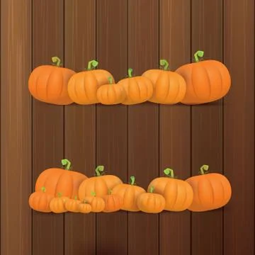 Autumn vector orange pumpkins border design template for banners and Stock Illustration
