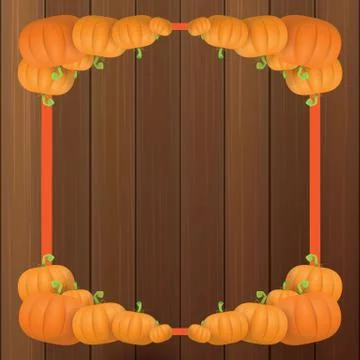 Autumn vector orange pumpkins border design template for banners and Stock Illustration