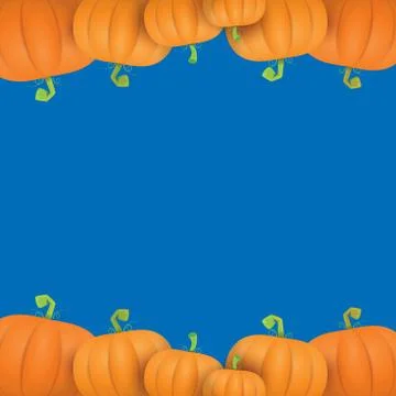 Autumn vector orange pumpkins border design template for banners and 스톡 일러스트