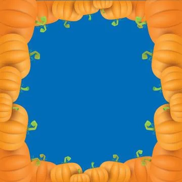 Autumn vector orange pumpkins border design template for banners and Stock Illustration