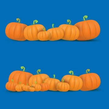 Autumn vector orange pumpkins border design template for banners and 스톡 일러스트