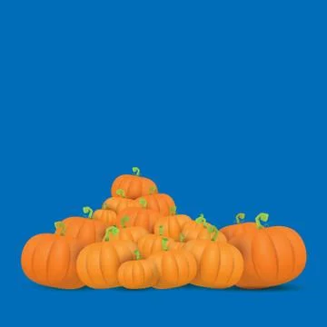 Autumn vector orange pumpkins border design template for banners and 스톡 일러스트