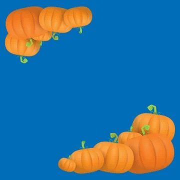 Autumn vector orange pumpkins border design template for banners and Stock Illustration