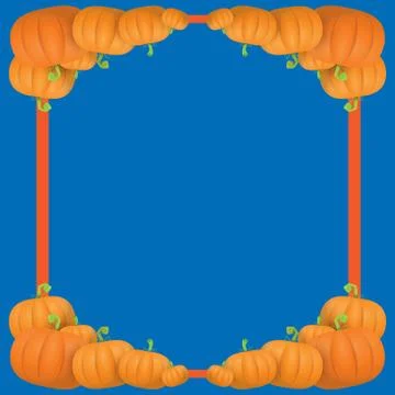 Autumn vector orange pumpkins border design template for banners and Stock Illustration